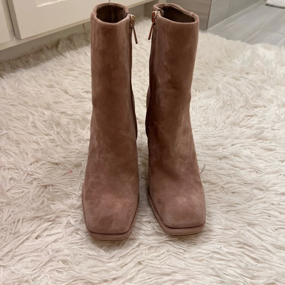 Sam Edelman Jaye Suede Taupe Heeled Boots - Picture 6 of 9